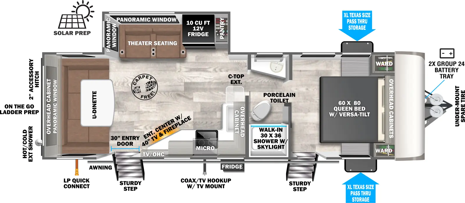 Hemisphere Travel Trailers 24RDHL Floorplan
